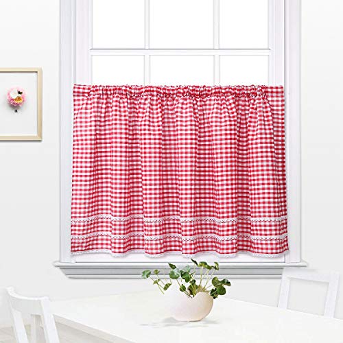 Mantovane Per Cucina Country.Dokot Mantovane Per Tende Tende Cucina Country Tendine A Quadretti Buffalo Check Tenda A Rete Per Cucina Sala Da Pranzo Bar Cotone Lino Rosso 60x150cm Arredamento Country